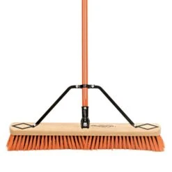 Leonard Dual-Bristle Push Broom, 24-Inch Wide Block With Steel Handle -Outdoor Garden Store 2624 2